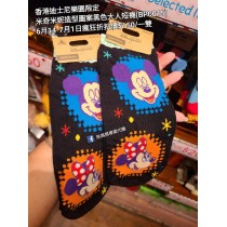 (瘋狂) 香港迪士尼樂園限定 米奇米妮 造型圖案黑色大人短襪 (BP0015)